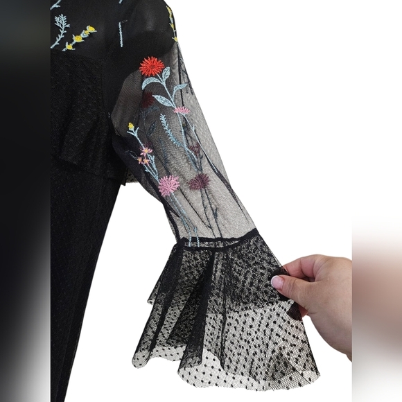 K/Lab Black Women's L Long Sleeve Bishop Sundress - Picture 4 of 8